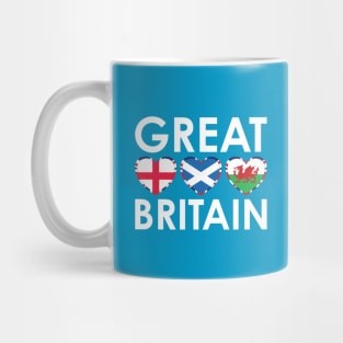 Great Britain England Scotland Wales Flags Hearts Mug